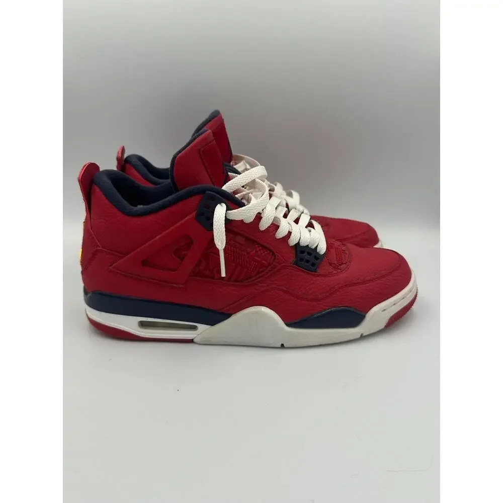 Air Jordan 4 Retro FIBA (2019) Size 10.5 Men’s CI1184-617 Red‎ Navy No Box Clean